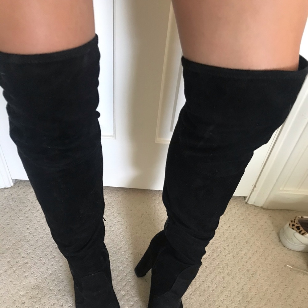 Over the knee size 9 black heeled boots